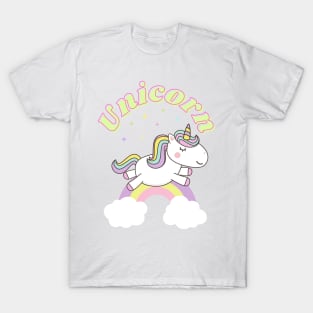 Cute Unicorn With Stars and Rainbow T-Shirt